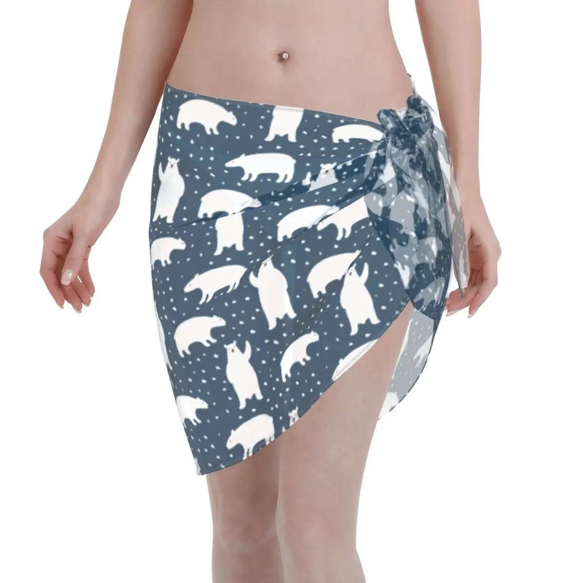 Sexy Women Animal Cat Sheer Swimwear Pareo Scarf Cover Ups Cute Bikini Cover-Up Sarong Skirt Lace-Up