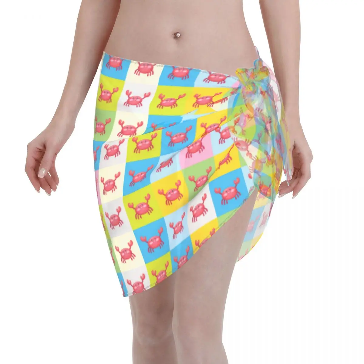 Cute Crab Sexy Women Beach Bikini Cover Up Wrap Chiffon Swimwear Pareo Sarong Beach Dress  Bikinis Cover Ups Skirts Swimsuit