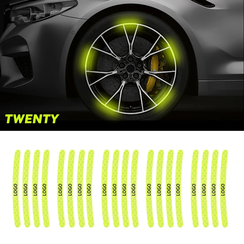 20Pcs Car Wheel Hub Adesivo Riflettente Night Driving Styling Per Volvo Polestar Awd Xc40 Xc60 Xc90 V60 S60 S80 S90 T6 V40 V50