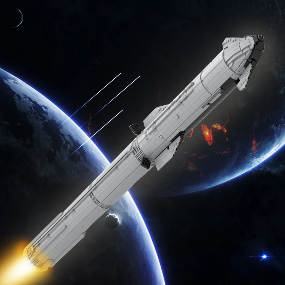 Moc Spacex Starship & Super Heavy [Saturn V Scale] Rocket Bricks Starcraft Rocket Model Building Block Giocattolo Per Bambini Regalo Di Compleanno