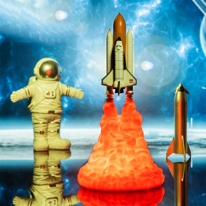 F2 Dropship Novel Lamp 3D Print Galaxy Led Night Light Space Shuttle Rocket Lamp Saturn V Lamp Usb Charging Switch Control