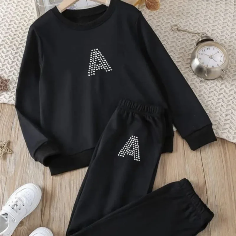 Due Pezzi Set Donna Estate Strass Lettera Bling Stampato Magliette + Lungo Ensemble Femme Manica Lunga O-Collo Casual Vestito Sexy