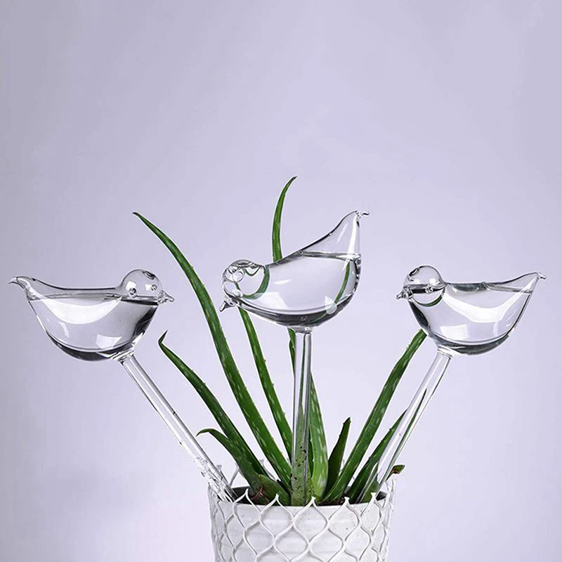 1Pcs Automatic Flower Watering Device Plant Waterer Self Watering Globes Bird Shape Hand Blown Clearplastic Aqua Bulbs