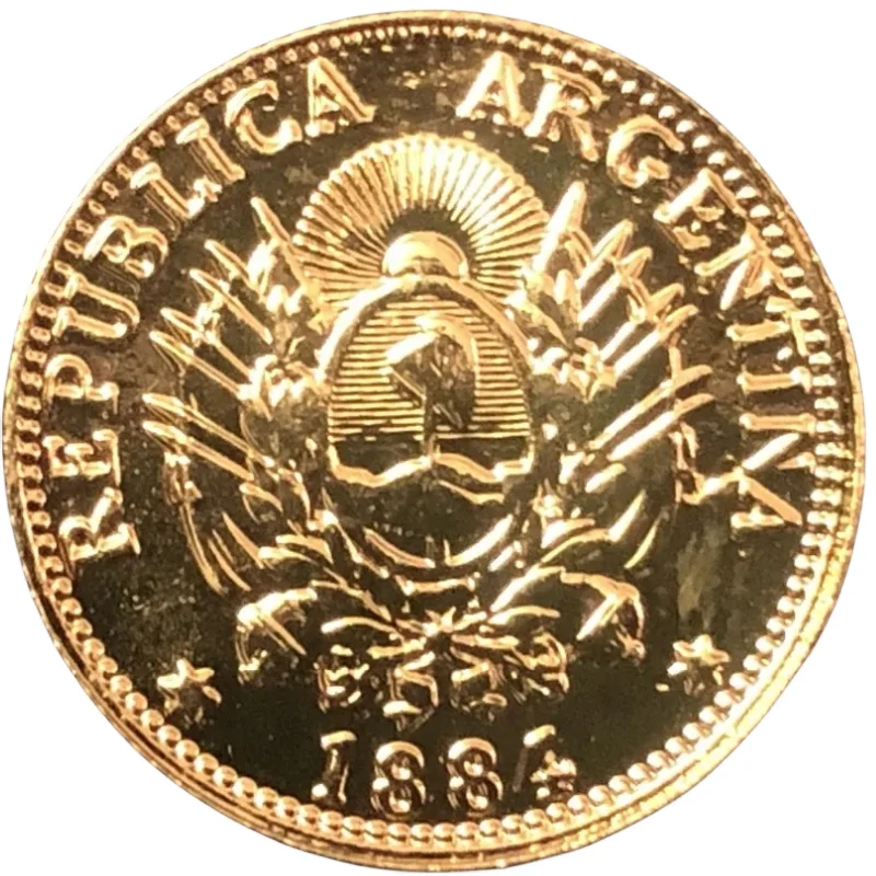 1884 Argentina 2.5 Pesos/1/2 Argentino Oro Copia Coin 19 Millimetri
