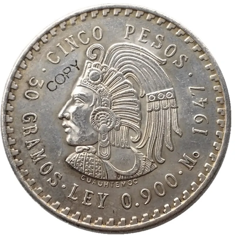 Uncircolated 1947 O 1948 Messico 5 Pesos Argento Monete Da Copia Straniera