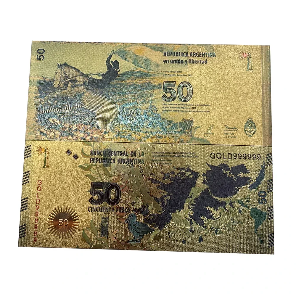 Bella Valuta Di Banconota Argentina Colorata 50 Banconote In Oro Cincuenta Pesos Per La Collezione Di Regali Aziendali
