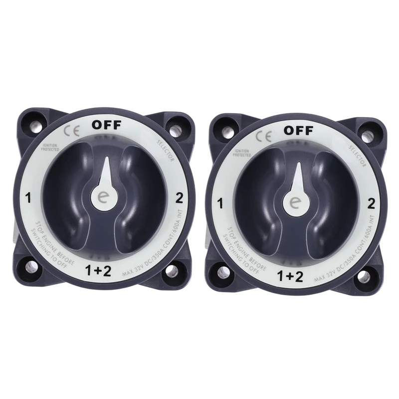 2X Disconnect Rotary Switch 4 Posizioni 32V 350 Amp E-Series Isolatore A Doppia Batteria Impermeabile Interruttore On/Off