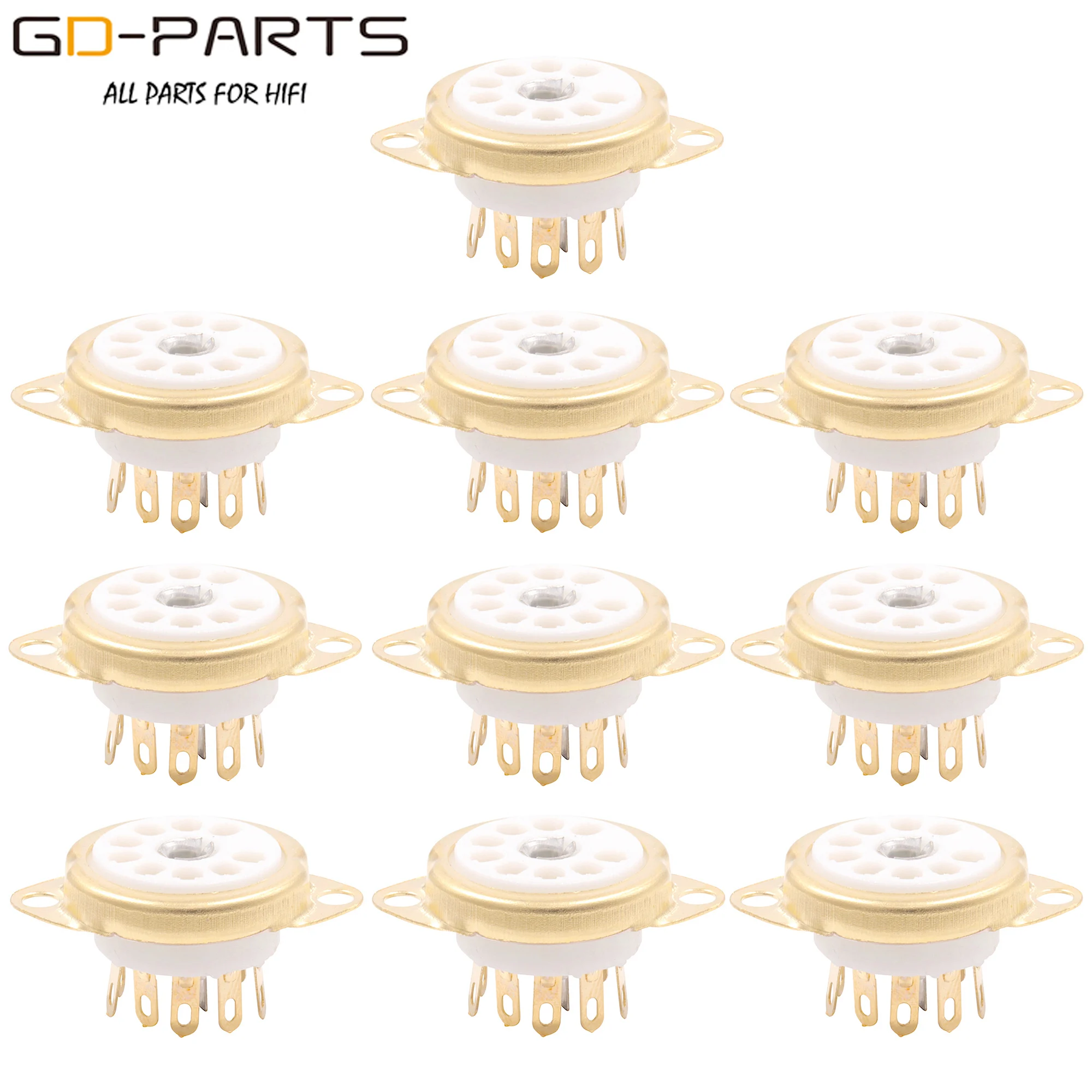 Placcato Oro 9Pin B9A Presa Tubo Di Ceramica Per 6Dj8 12Ax7 Ecc83 B339 Cv492 6L13 12Au7 Ecc82 6Dj8 Telaio Di Montaggio Gd-Parts