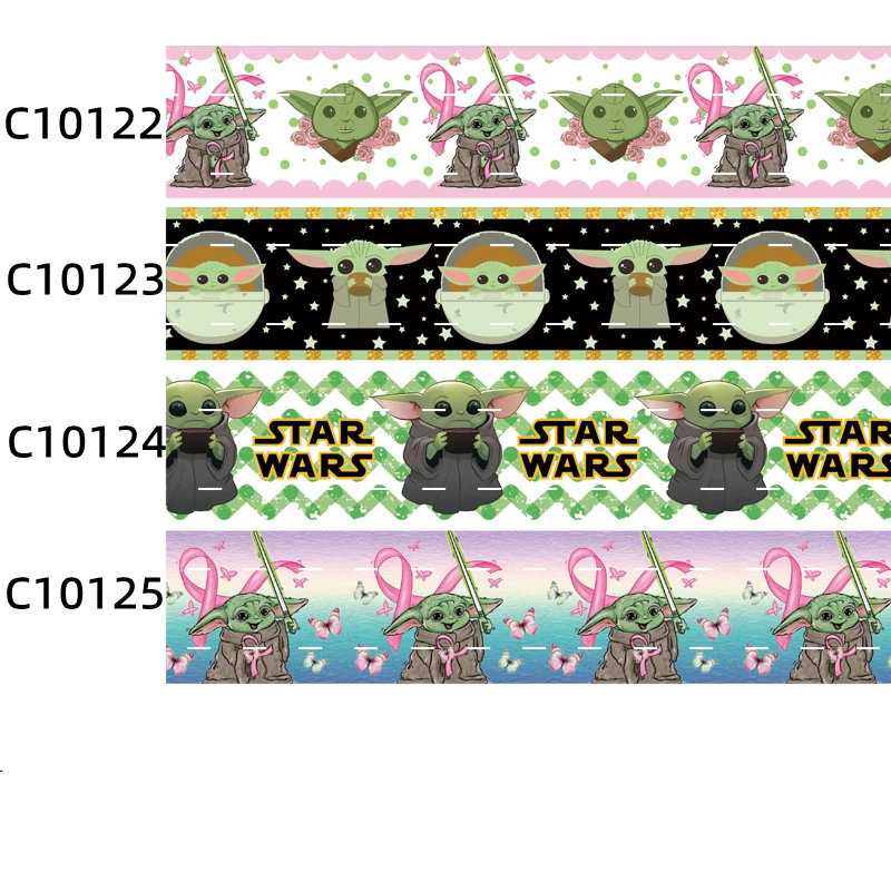 Nastro In Gros-Grain Personaggio Dei Cartoni Animati Disney 22Mm Stampato Baby Yoda