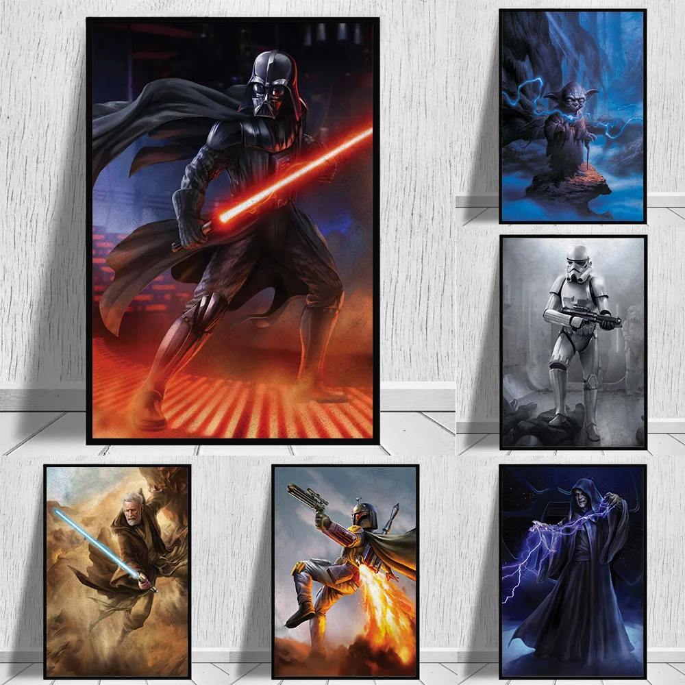 Disney Moments Edge Portrait Paintings On The Wall Art Poster E Stampe Yoda Retro Canvas Picture Home Decor Cuadros