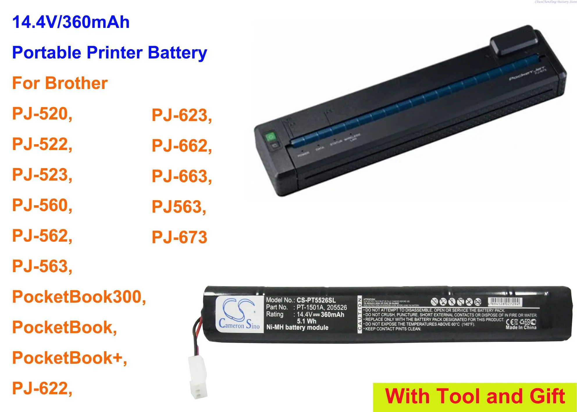 Cameron Sino 360Mah Portable Printer Battery For Brother Pj563, Pj-673, Pocketbook300, Pocketbook, Pocketbook+, Pocketbook 300