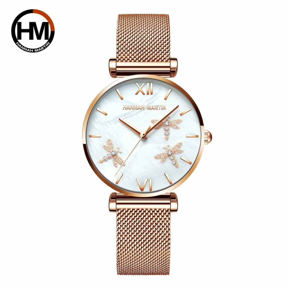 2021 Nuovo Design Della Libellula Quadrante Capesante Di Ostriche Bianche Orologio Da Donna Al Quarzo Giapponese Akoya Pearl Shell Orologi Da Donna In