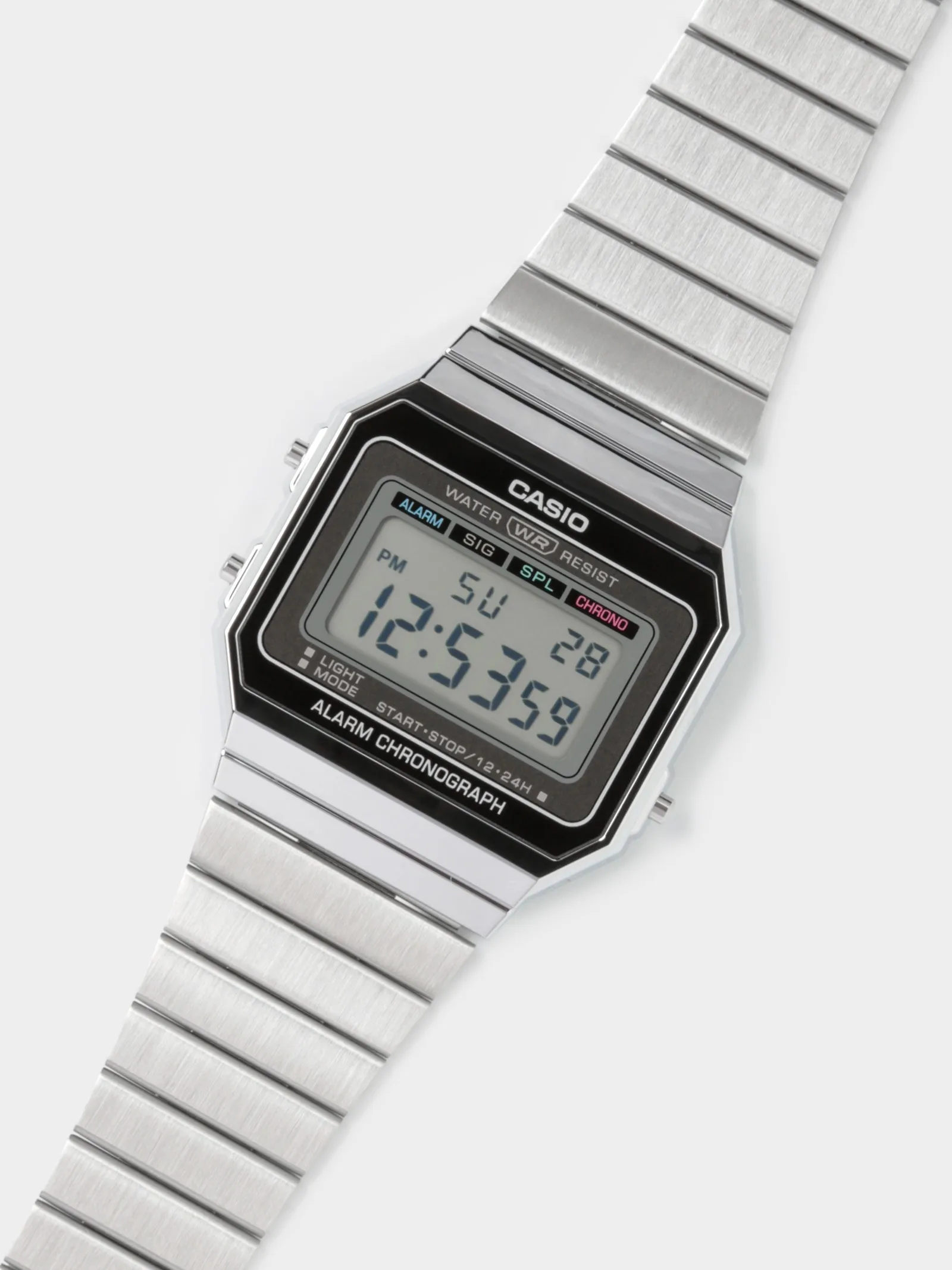 Casio Vintage Iconic Digital Watch A700We-1A Cronografo Di Allarme Con Cinturino In Acciaio E Luce A Led