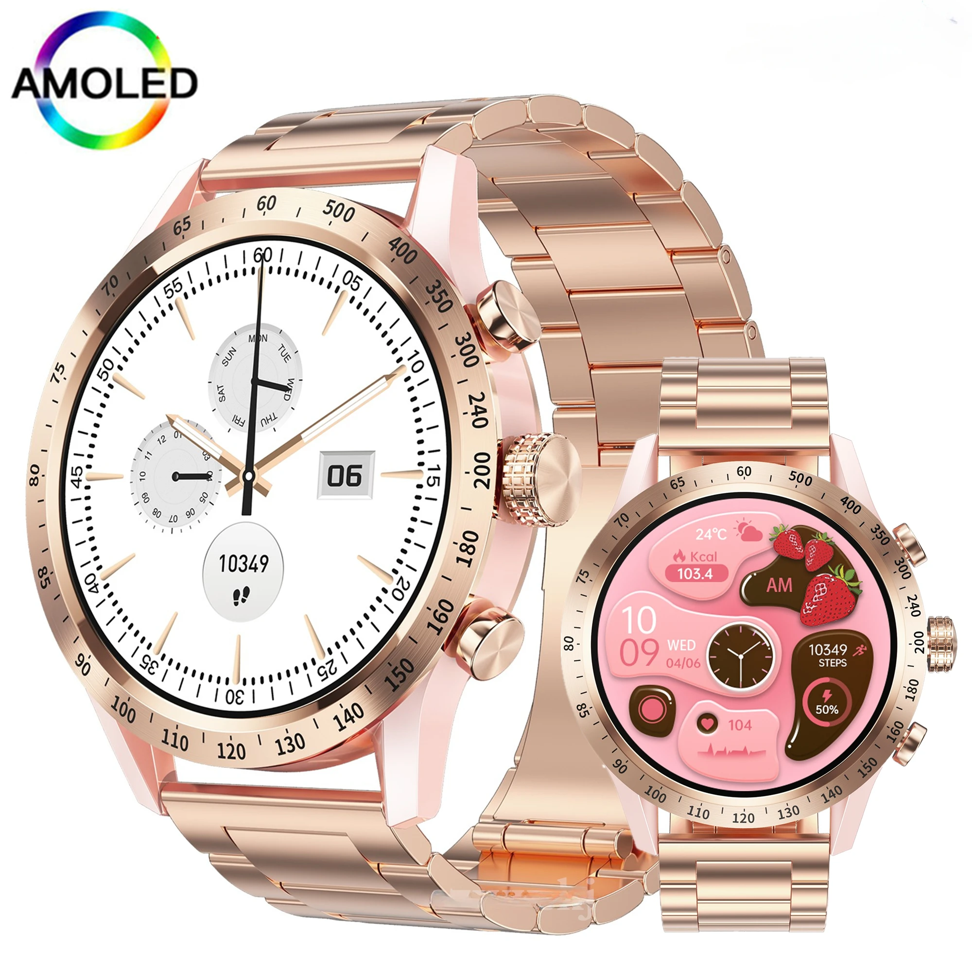 Ht20 Orologio Intelligente Da Donna 1.28 "Amoled 416*416 Bluetooth Chiamata Frequenza Cardiaca Pressione Sanguigna Donna Assistente Sanitario Regalo I