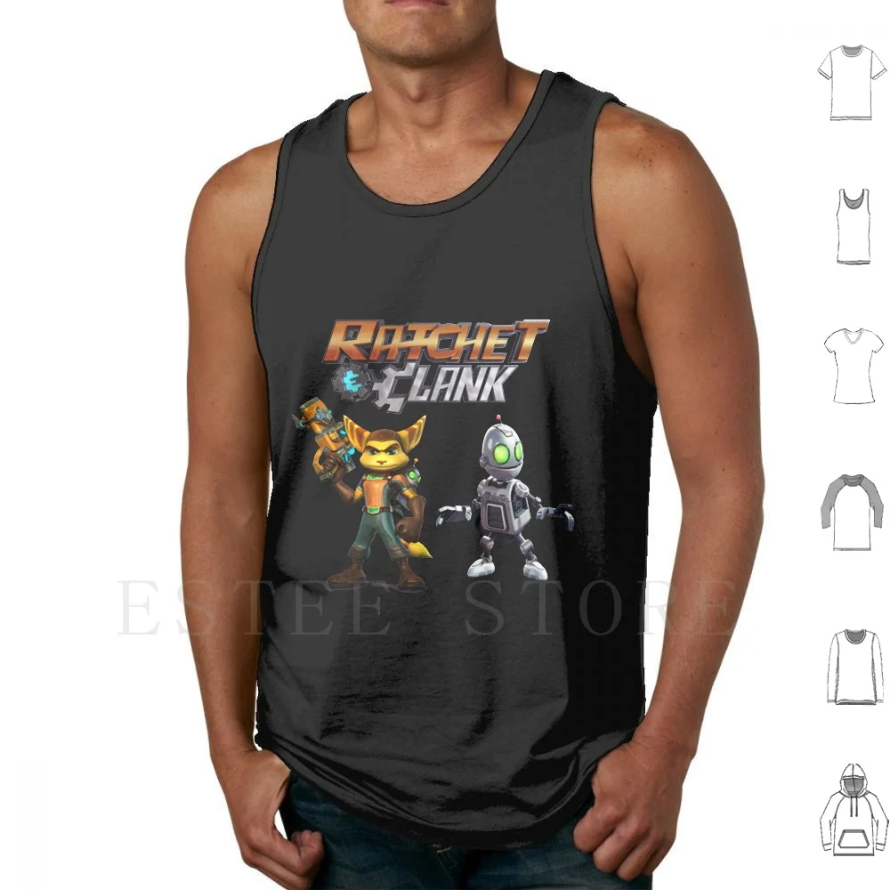 Ratchet And Clank Canotte Gilet Senza Maniche Cricchetto E Clank Clank Gioco A Cricchetto Ps4 Computer Anime Movie Robot Old Series