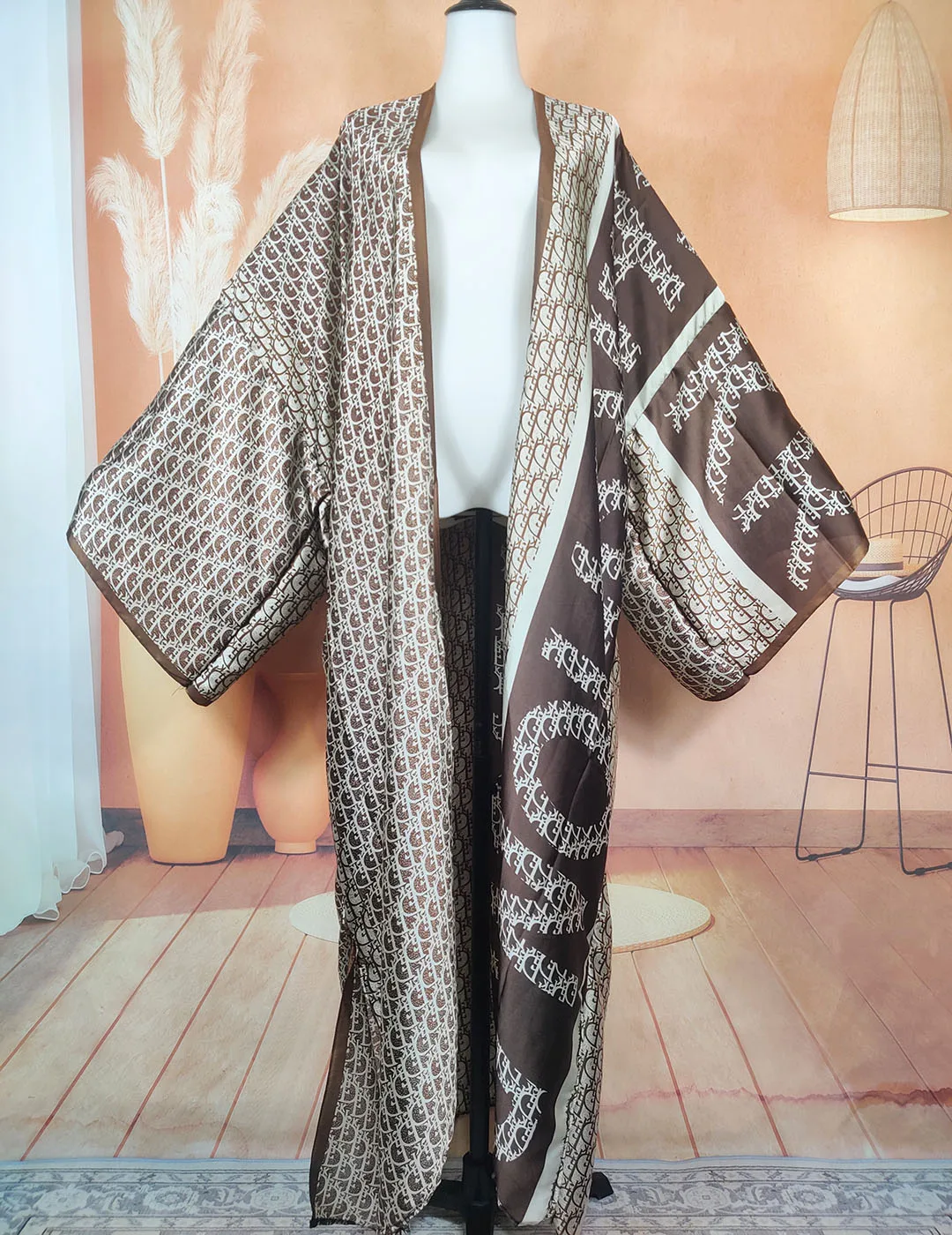 New Fashion 2023 Africano Elegante Stampato Boho Summer Women Beach Bikini Kimono Oversize Dubai Muslim Lady Ramadan Duster Coat