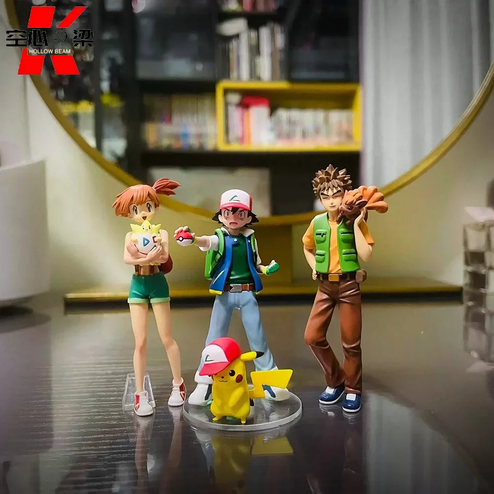 [Scala 1/20 Mondo] Ash Ketchum & Pikachu Misty & Togepi Brock & Vulpix L'Originale Trio Toy Figure Decoration