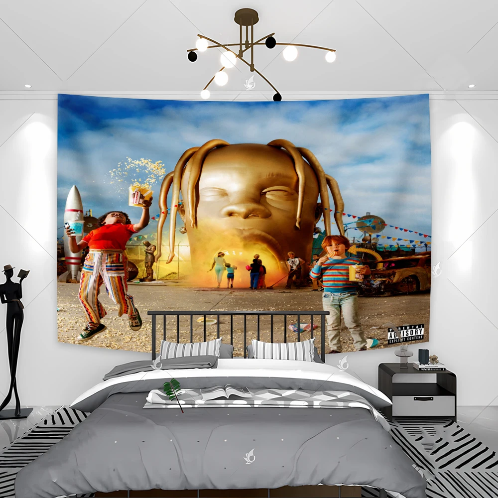 Travis Scotts Arazzo Da Parete Hippie Rapper Musica Arazzo Album Poster Dormitorio Sfondo Panno Estetico