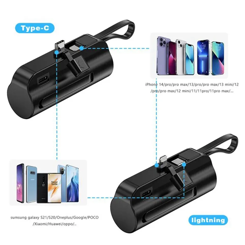 Power Bank Cavo Interno Mini Power Bank Caricabatteria Esterno Portatile, Samsung Backup Power Bank, 10000Mah