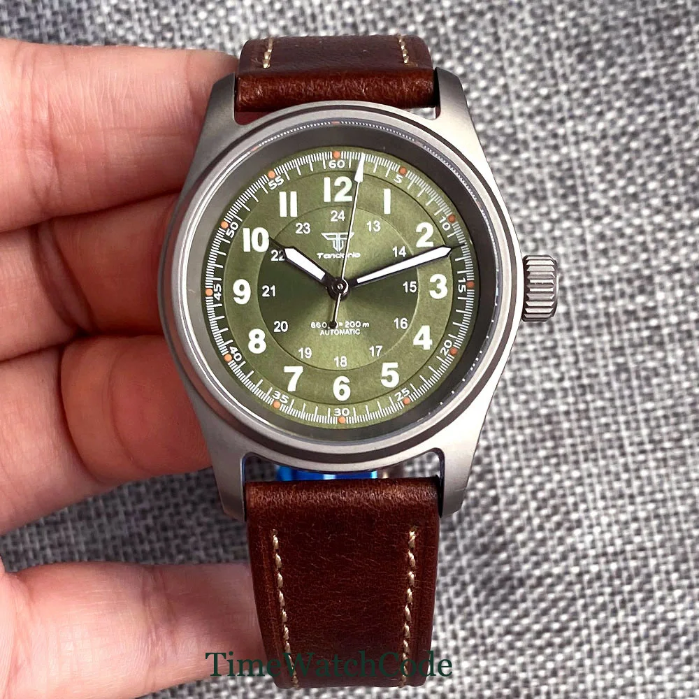 Tandorio Titanium Diver Orologio Automatico Per Uomo 36Mm Nh35A Pt5000 Movimento Pilot Aviator 200M Water Resist Sapphire Crystal