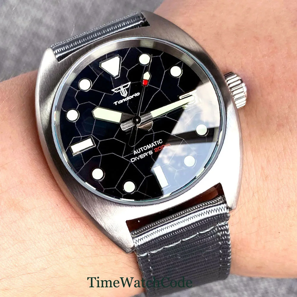 200M Resistenza All'Acqua Tandorio 20Atm Diver Orologio Automatico Per Uomo Nh35 Madreperla 36Mm Rivestimento Ar Vetro Zaffiro Data