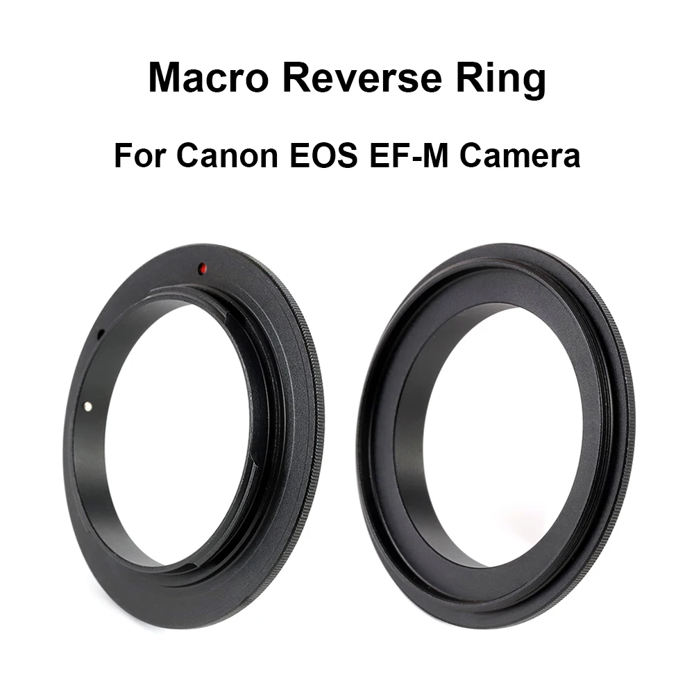 Per Canon Eos Ef-M Mount Macro Reverse Adapter Ring 49/52/55/58/62/67/72/77M Per Canon Eos M5 M6 M50 M200 M6Ii Ecc.