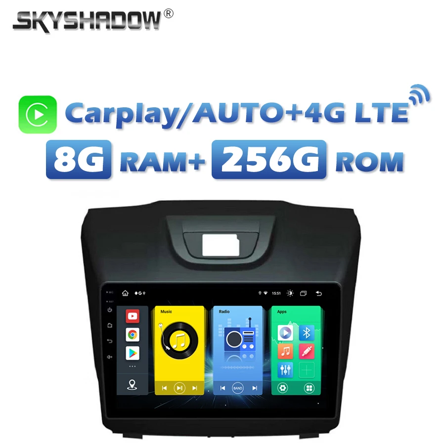 4G Sim Car Dvd Player Carplay Auto Android 13.0 8G + 256G Wifi Bluetooth Radio Mappa Gps Per Chevrolet Colorado S10 Isuzu D-Max Mu-X
