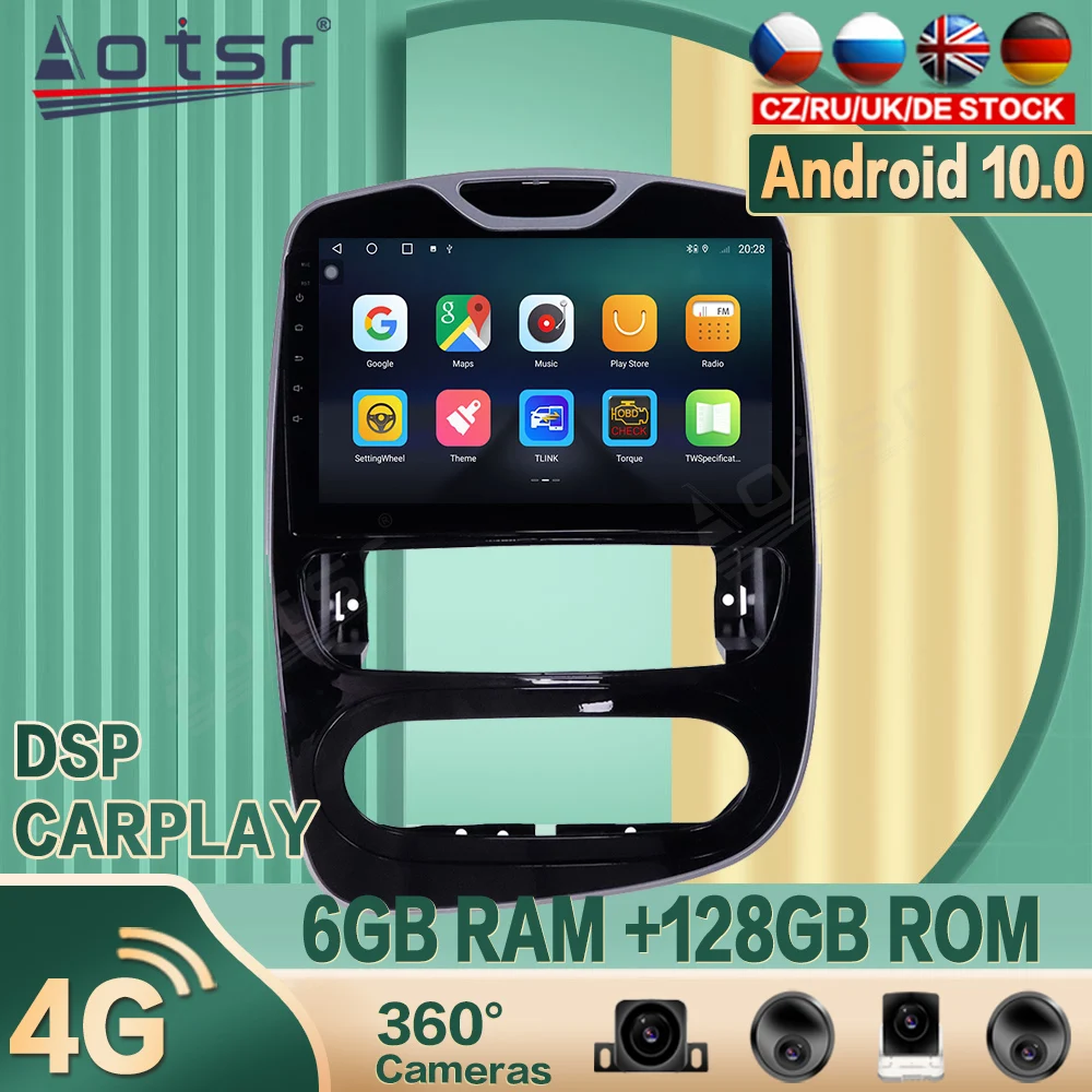 Lettore Autoradio Android Per Renault Clio 2016-2018 Video Gps Navigation 360 Camera Auto Stereo Multimedia Video Carplay 4G Sim