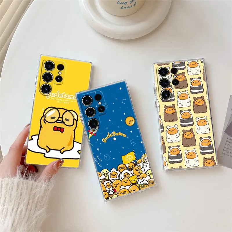 Custodia Per Telefono Gudetamas Giallo Lazy Egg Per Samsung S24 S23 Ultra S22 S20 Plus S21 Fe Cover Trasparente Galaxy S24Ultra S235G Funda