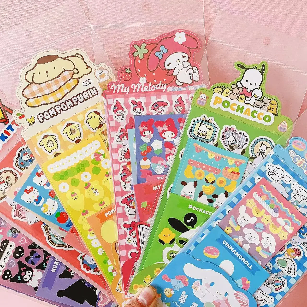 Sanrio Suit Combinazione Materiale Per Studenti Adesivi Gudetama Cartoon Kuromi Artigianato Per Bambini