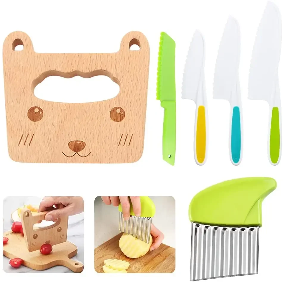 Coltello Da Cucina Per Bambini In Legno Set Di Coltelli Per Bambini Coltelli Da Cucina Tagliapasta Per Verdure Utensili Da Cucina Per Bambini Fornitur