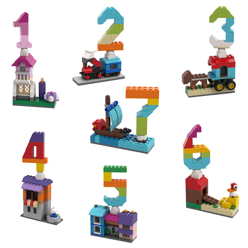 Nuovo 1Set Numero Building Blocks Forniture Per Feste Tv Show Number Blocks Toy Bunting Happy Birthday Model Building Per Regali Per Bambini