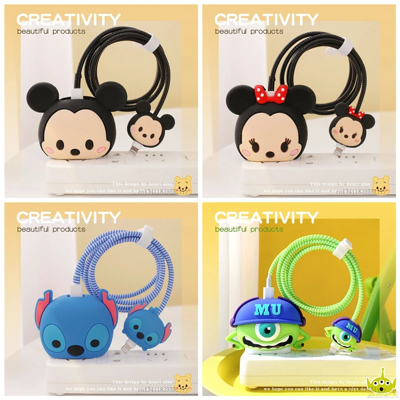Disney Minnie Cable Protector Per Iphone 11 12 Ipad 18W 20W Data Line Avvolgicavo Silicone Fast Charger Protection Organizer