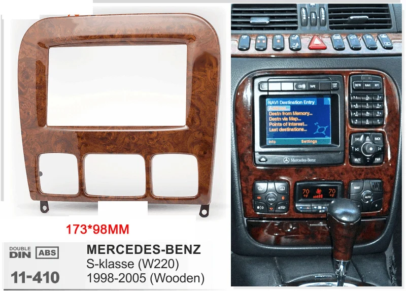 2 Din Autoradio Fascia Per Mercedes Benz Classe S W220 Legno S280 S500 Autoradio Autoradio Auto Refitting Cornice Dvd