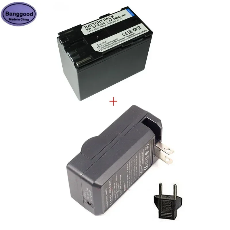 6600Mah Bp-970G Bp970G Bp-975 Videocamera Batteria + Caricabatterie Ac Per Canon Eos C100 Mark Ii, Eos C300 Pl, Gl2, Xf100, Xf105