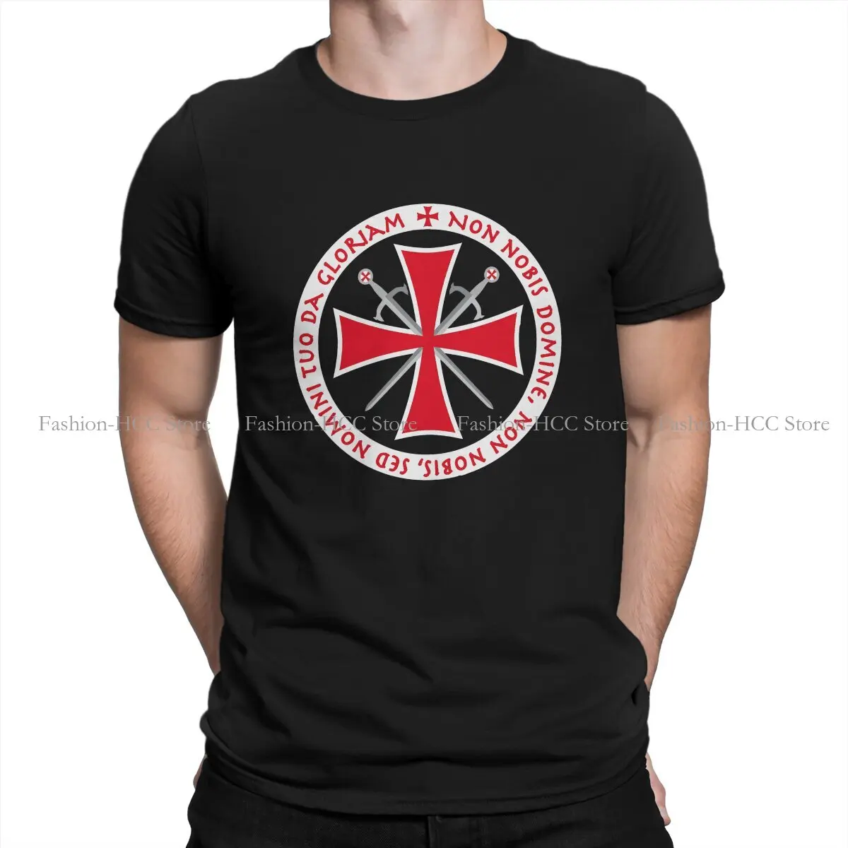 Templar Cross Non Nobis Domine Crusader Knight'S Cross Knight Tshirt Freemason Gold Square Compass Polyester T Shirt Man'S