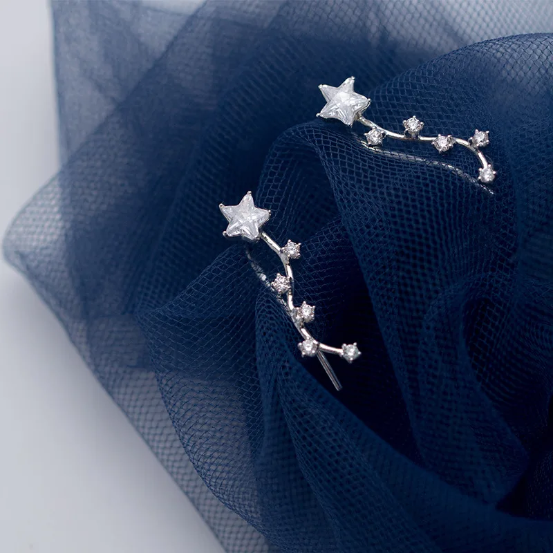 Mloveacc 100% Nuovo 925 Argento Sterlina Del Solido Botanico Elementi Star Zircone Classico Donne Orecchini Con Perno Vendita Di Gioielli