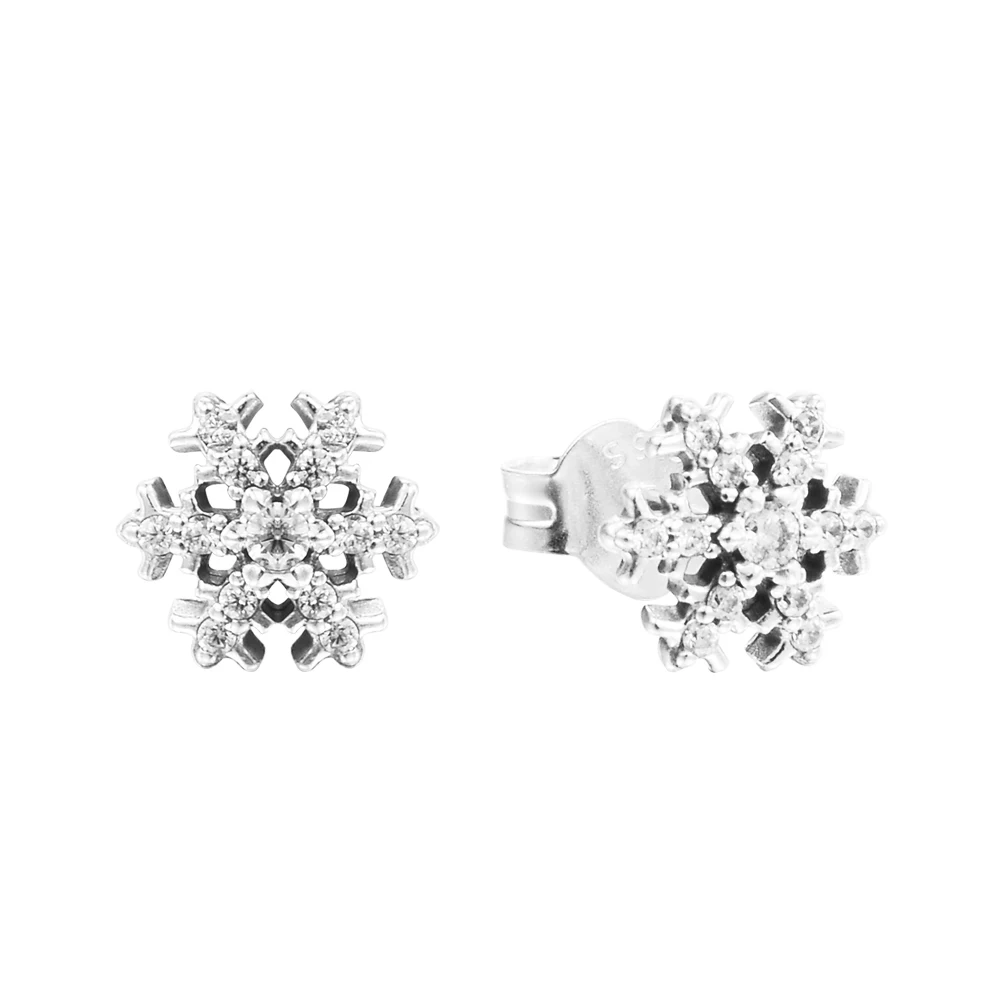 Ckk Sparkling Snowflake Stud Orecchino 100% 925 Gioielli In Argento Sterling Donna Brincos Pendientes Aretes