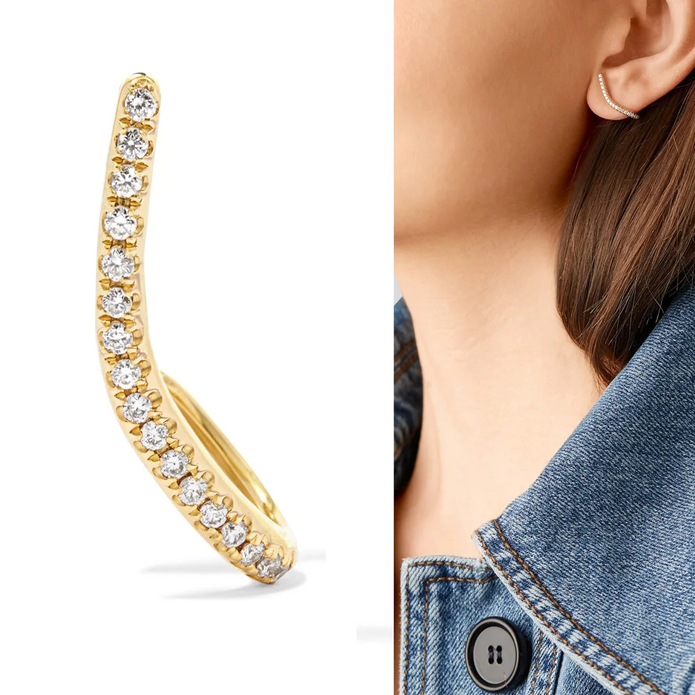 100% 925 Sterling Silver Micro Pave Clear Cz Curved Bar Stud Earring 925 Placcato Oro Donna Ragazza Gioielleria Raffinata