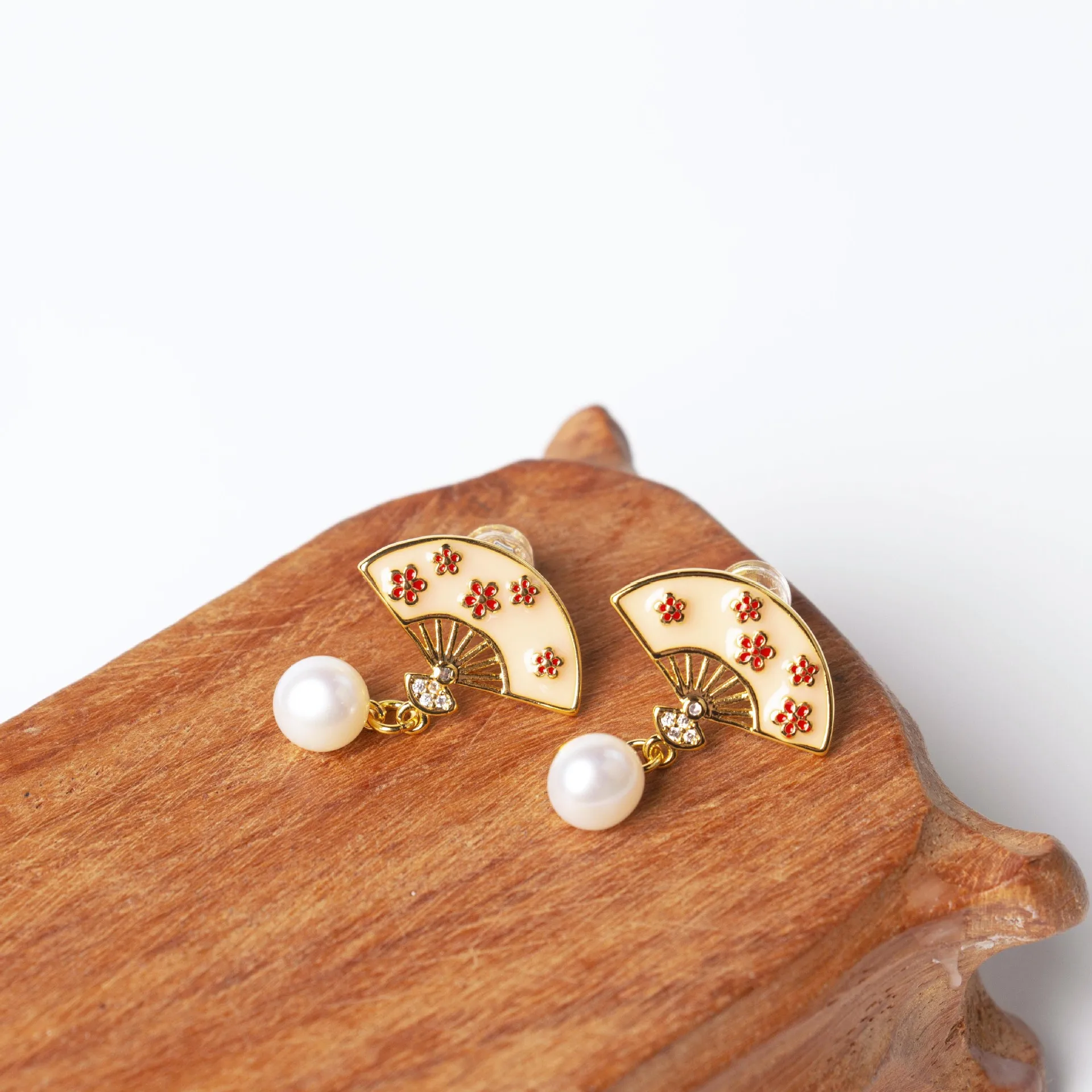 Nuovo Arrivo Vintage Fan Design 100% Perle D'Acqua Dolce Naturali 14K Oro Riempito Orecchini Femminili Gioielli Per Le Donne Regalo