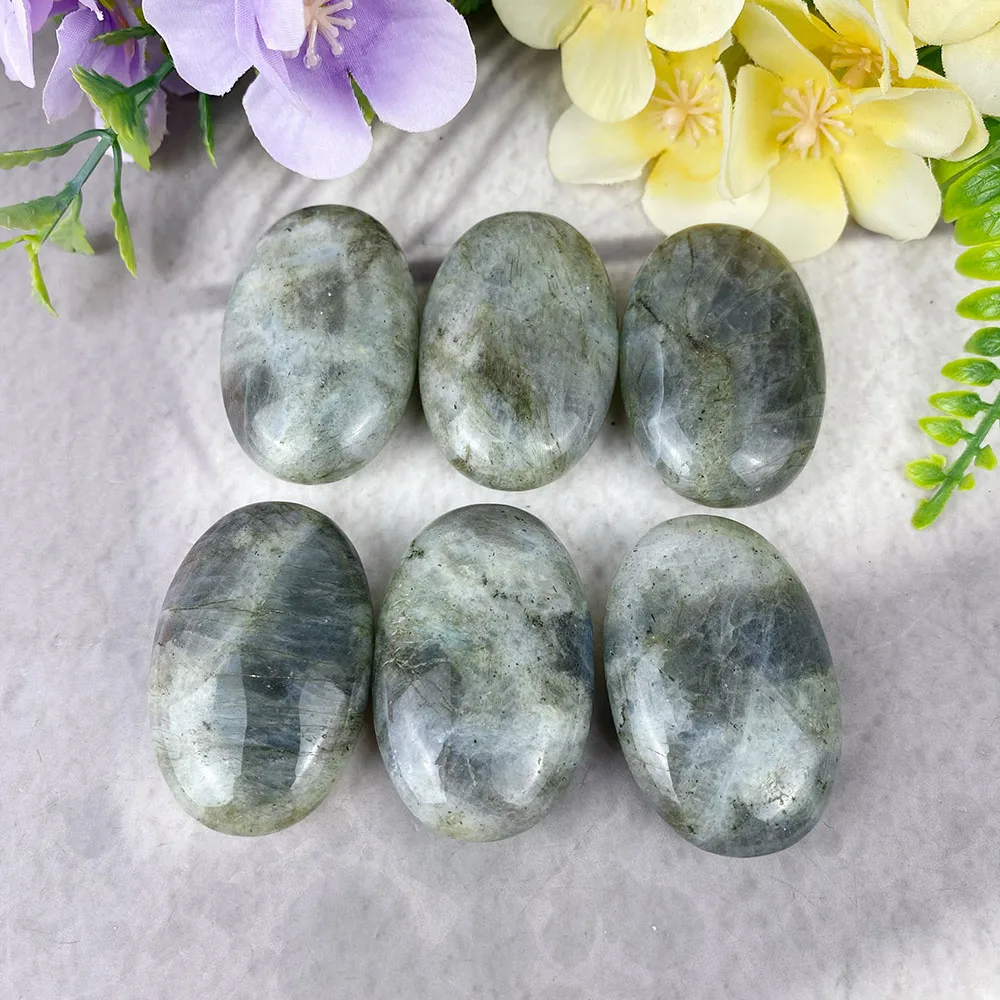1Pc Natural Labradorite Crystal Hot Pressed Stones Energy Gemstone Quartz Palm Stone Yoga Meditation Home Decoration
