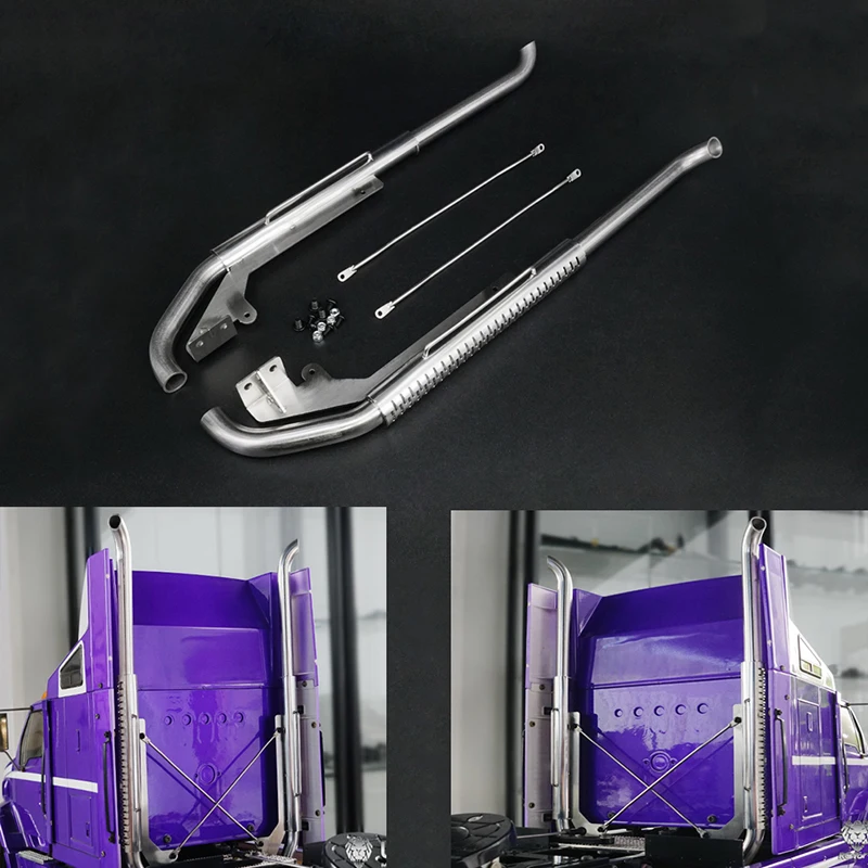 Tubo Di Scarico In Metallo Lesu Camino Per 1/14 Tamiya Rc King Hauler Grand Hauler Globe Liner Trattore Camion Modello Fai Da Te Auto