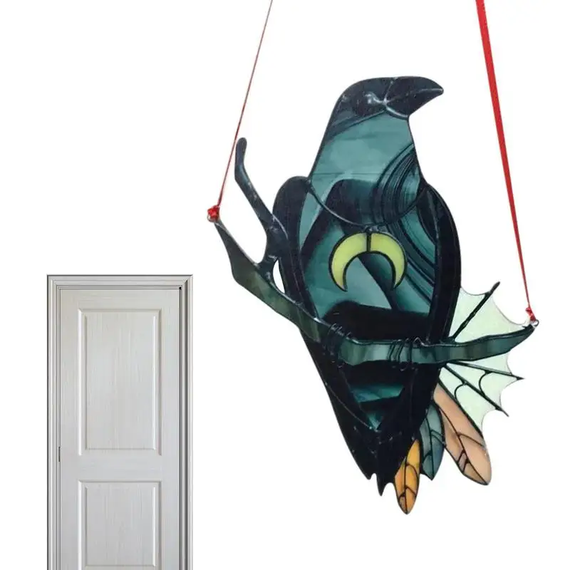 2D Hanging Crow Decor Halloween Simulazione Black Crow Hanging Ornament Horror Spaventoso Party Decoration Craft For Window Wall