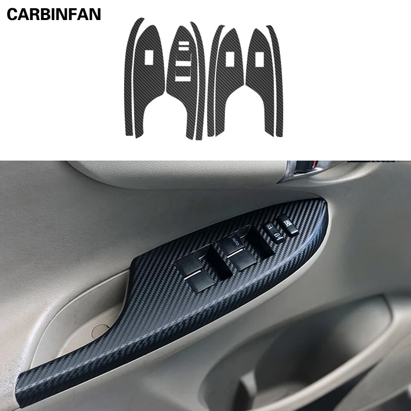 Car Styling Black Carbon Decal Car Window Lift Button Switch Panel Cover Trim Sticker 4 Pz/Set Per Toyota Corolla 2007-2013