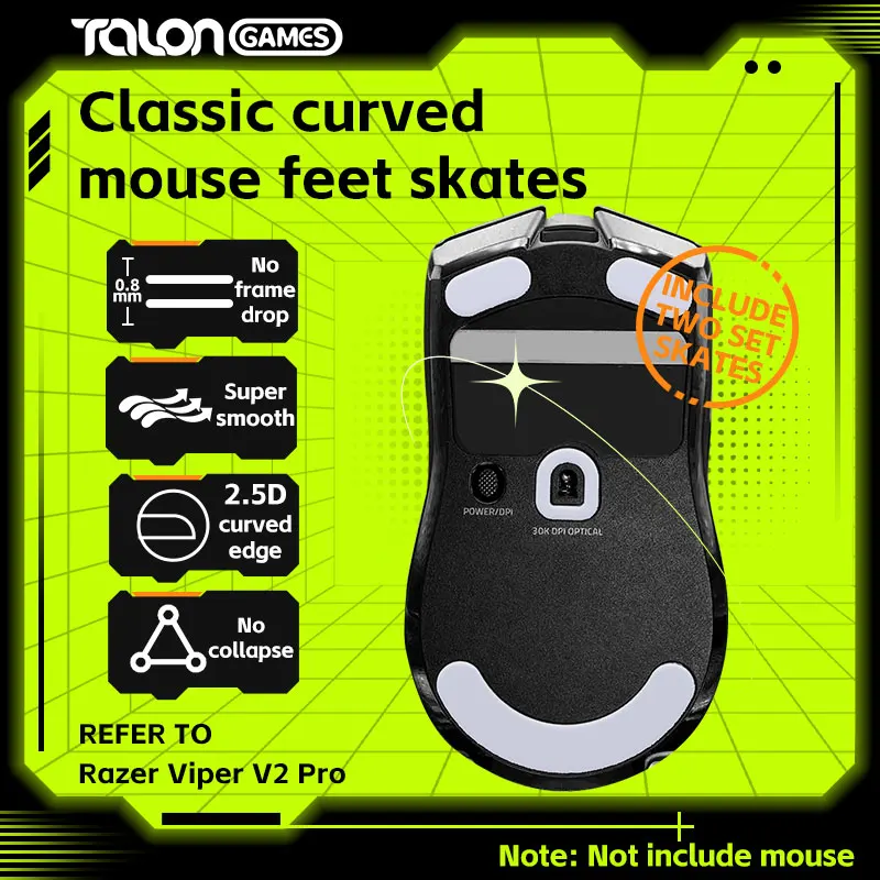 2 Set Talongames Mouse Feet Grigio Chiaro Custom Curved Edge Mouse Skates Glides Per Razer Viper V2 Pro Mouse Feet Sostituzione