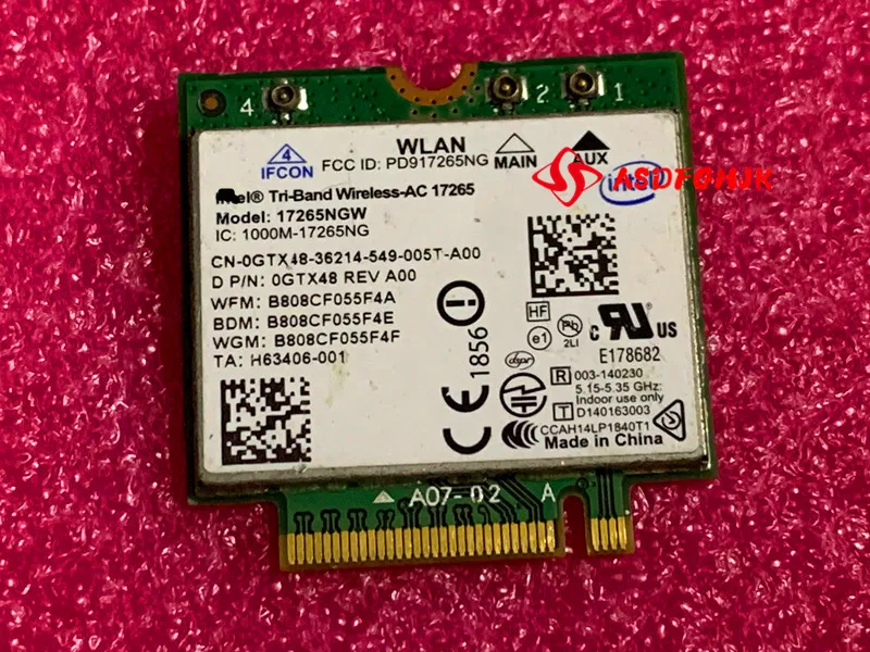 Per Dell Latitude E7450 Laptop Tri-Band Wireless Bluetooth 4.0 Card Ac 17265 0 Gtx48 Gtx48 Cn-0Gtx48