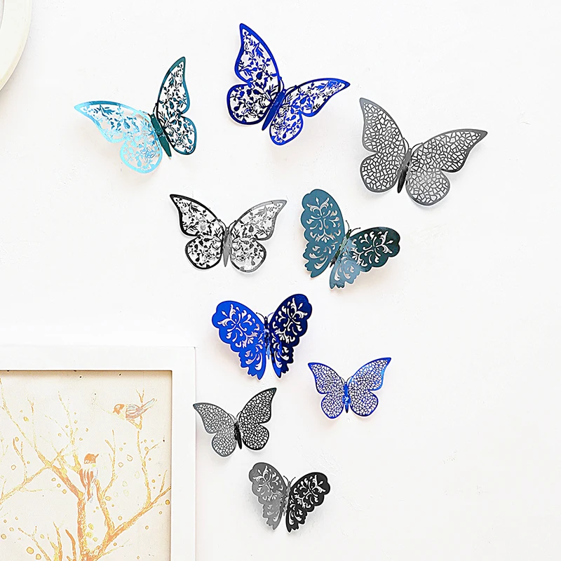 12Pcs 3D Wall Stickers Hollow Butterfly Stickers For Kids Gifts Room Home Wall Decor Fai Da Te Mariposas Fridge Stickers Accessori