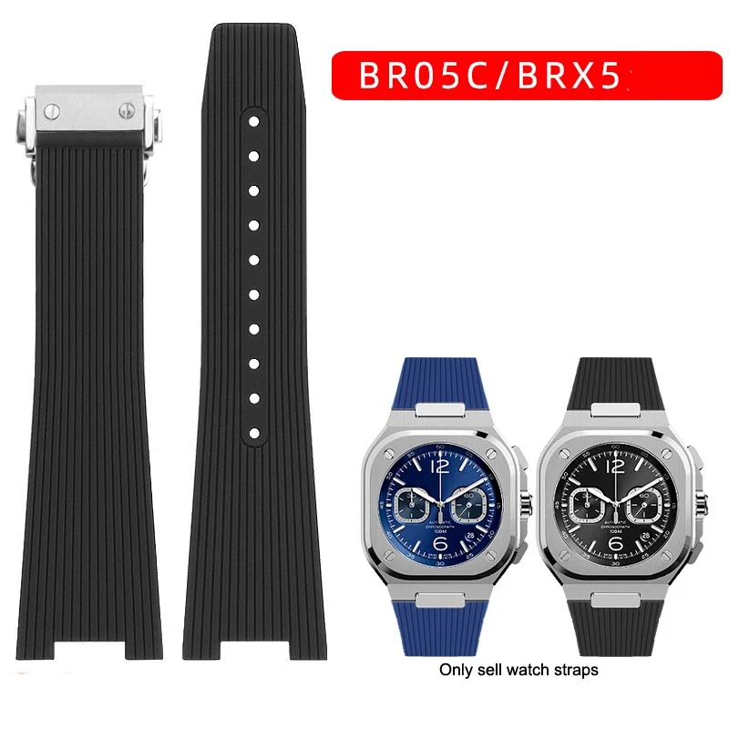Cinturino Sportivo In Silicone Per Strumenti Bell & Ross Serie Brx5R Br05 Br-05 Cinturino In Gomma Di Alta Qualità Br Watch Belt