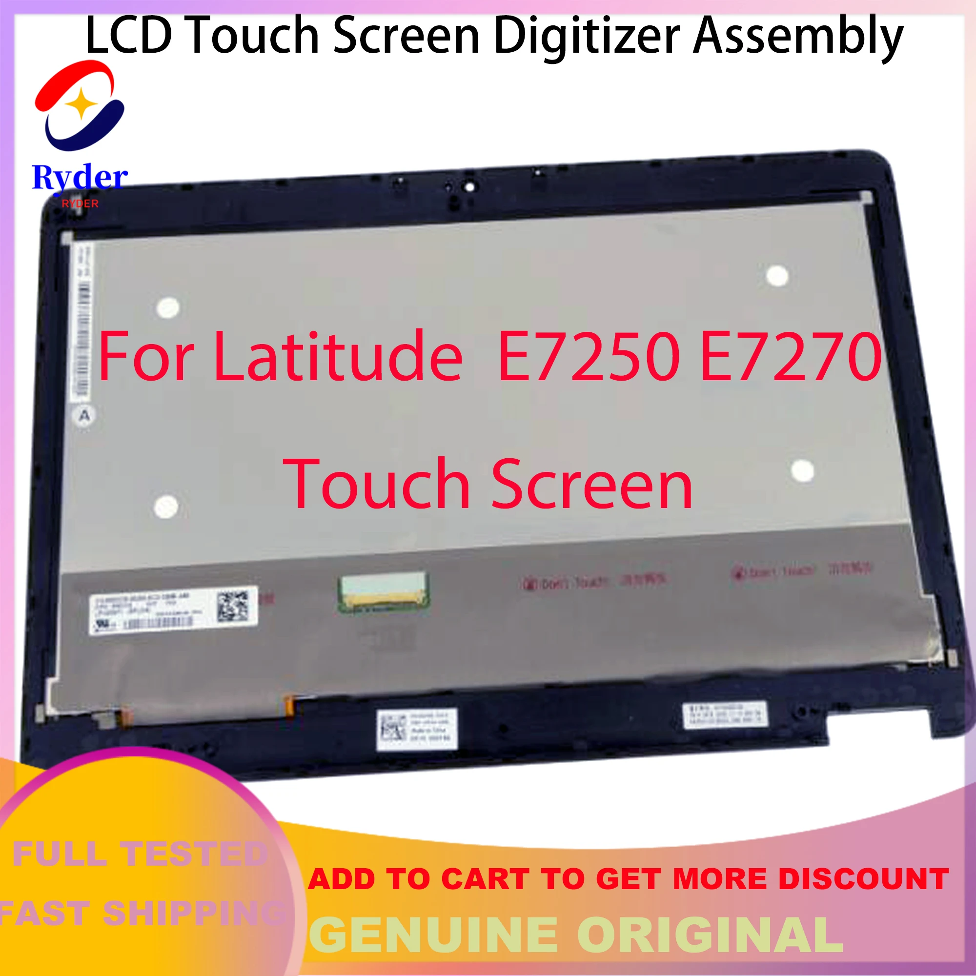 12.5 "1920X1080 Fhd Per Dell Latitude E7270 E7250 E7240 P22S P26S P26S001 Lcd Touch Screen Digitizer Gruppo Di Ricambio Xdt86