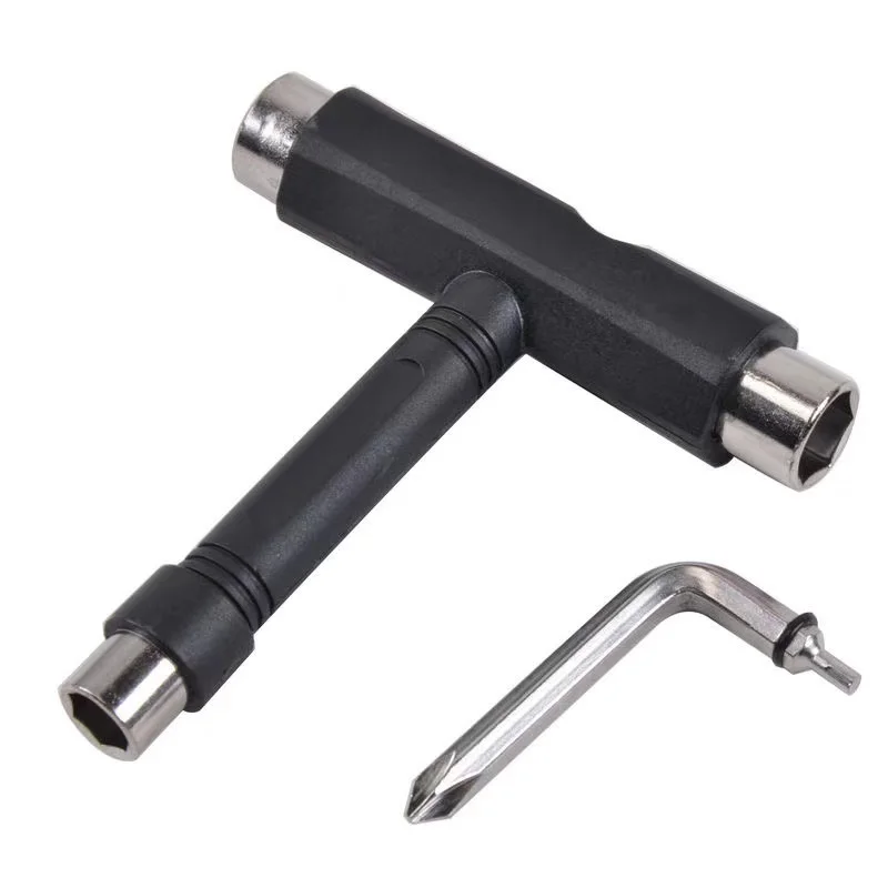 Chiave A Forma Di T Nera All-In-One Professionale Roller Skate Skateboard Longboard Board Tool Chiave A Brugola Multifunzione